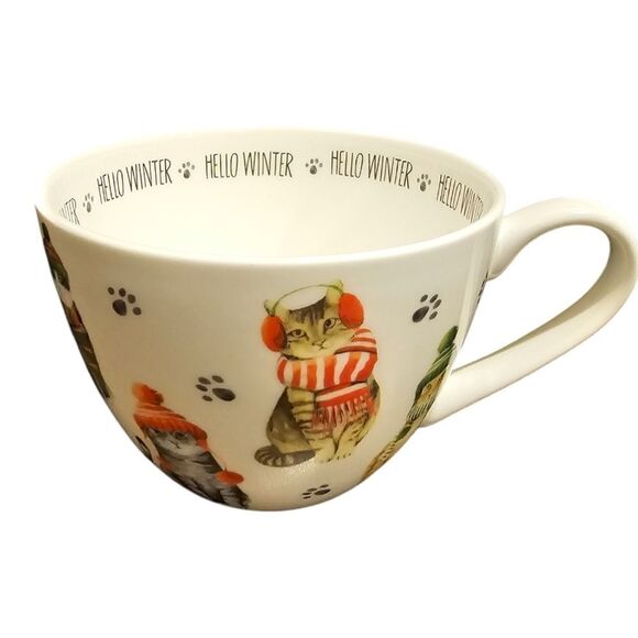 PORTOBELLO BY DESIGN Cozy Cat Holiday Winter Teacup Holiday Mug - Picture 1 of 5